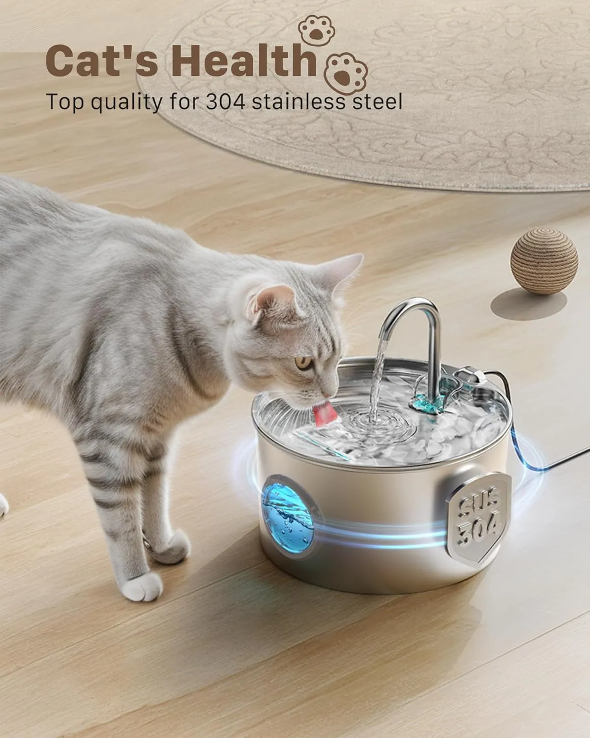 Fuente para gatos de acero inoxidable 2,2 L: ventajas, pegas y veredicto final — imagen 3